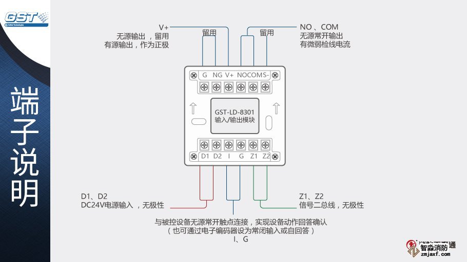 GST-LD-8301輸入/輸出模塊端子說明