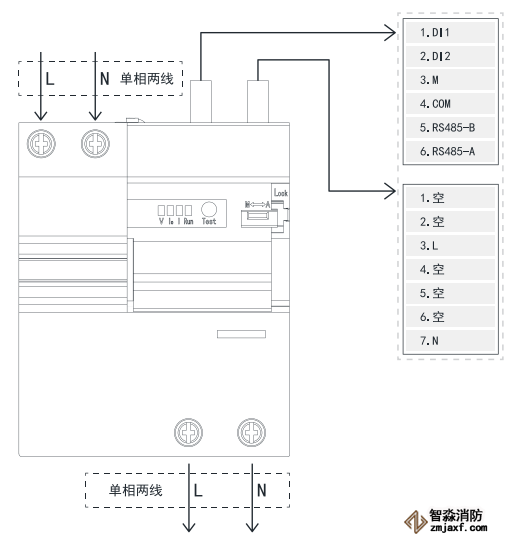 TY-610-2P智慧空開產(chǎn)品接線示意圖